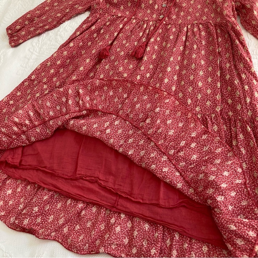 Scandal Italy dress cotton babydoll resort vacation gold pink print size S - Picture 7 of 16